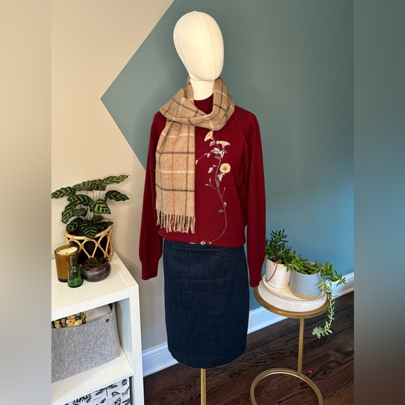 Vintage 90s Genevan of Tweeddale Burgundy Scottish Cashmere Turtleneck Sweater M - Picture 2 of 10